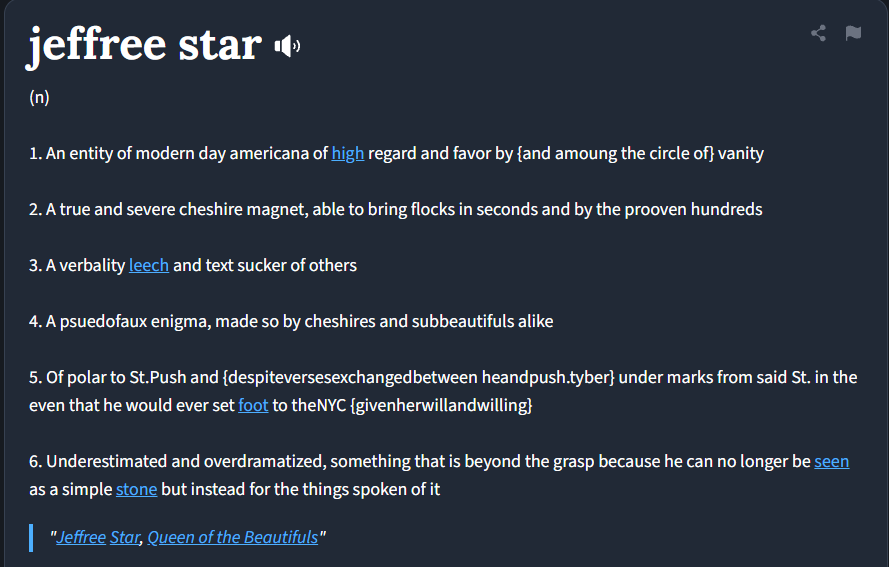 Urban Dictionary entry: jeffree star